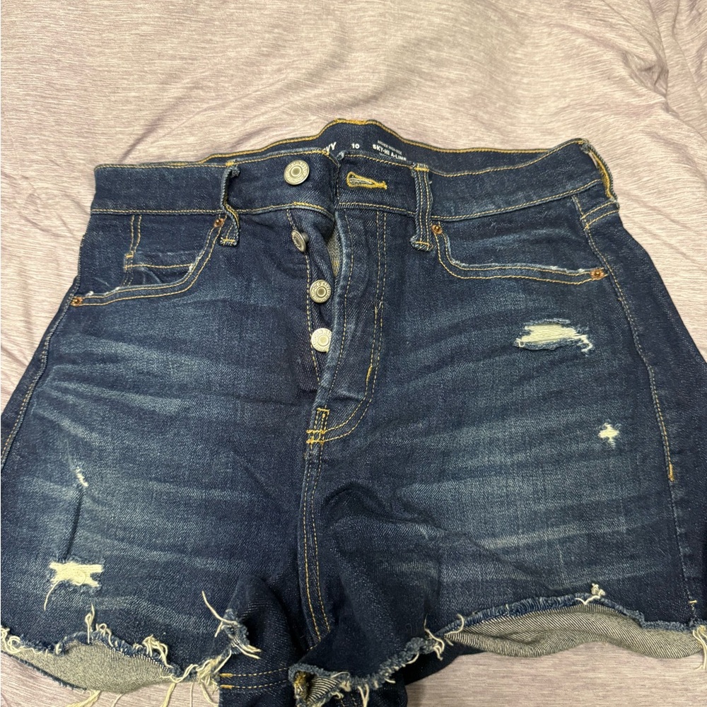 Old Navy Dark Blue Distressed Jean Shorts
